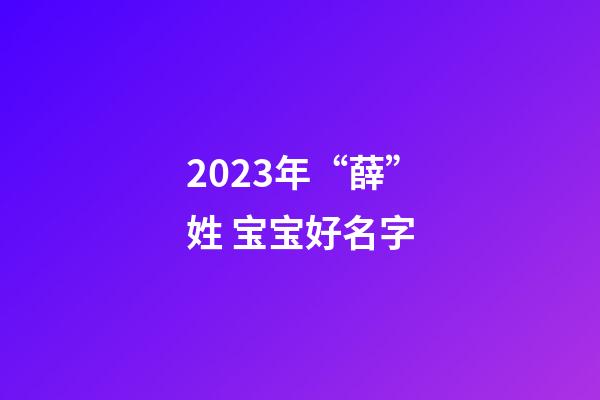 2023年“薛”姓 宝宝好名字